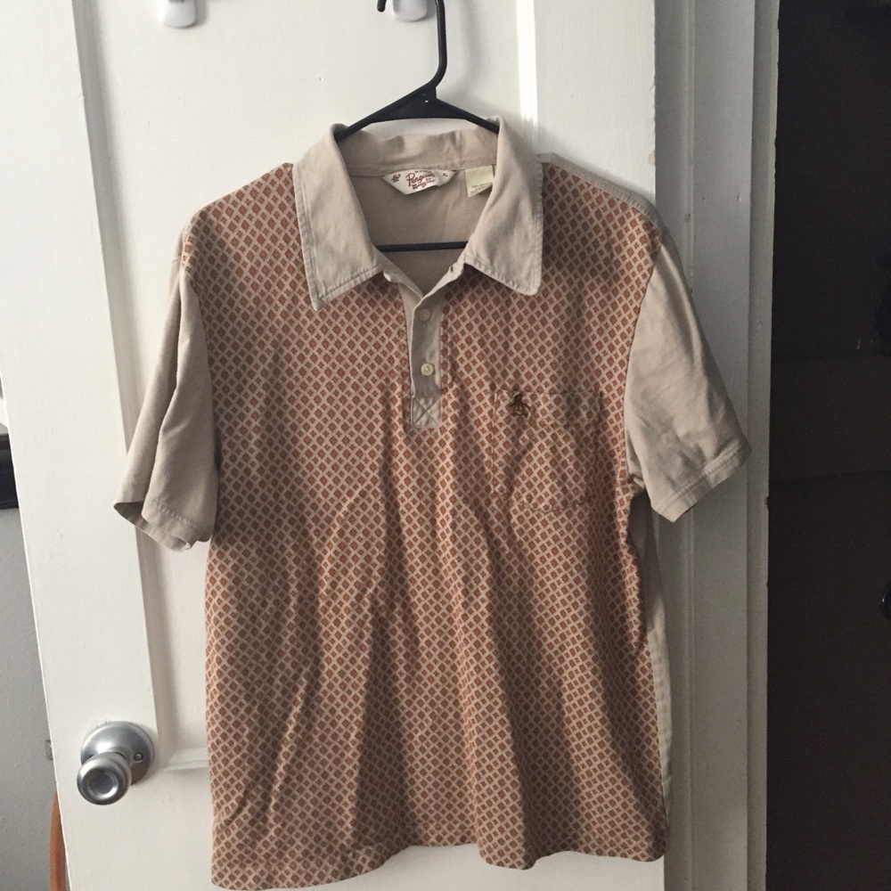 Men's Beige Patterned Polo Shirt
